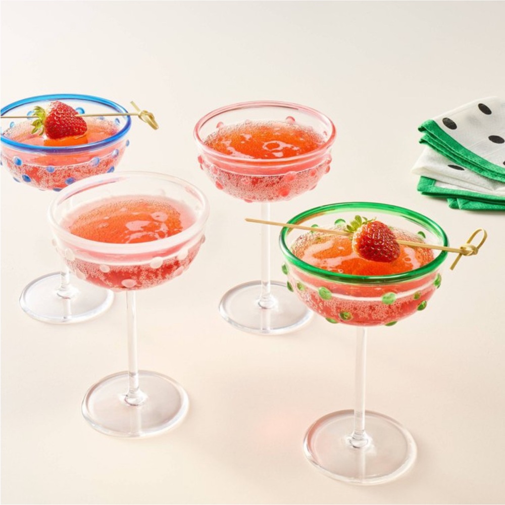 ♠️ 4-Piece Polka Dot Acrylic Coupe Drinkware Set - Kate Spade New York x Target - Picture 2 of 3